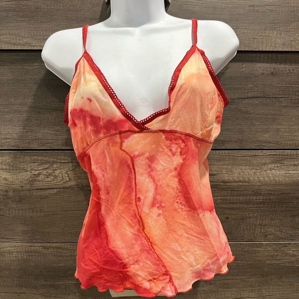 No Boundaries: Orange and Red Spaghetti Strap Camisole
